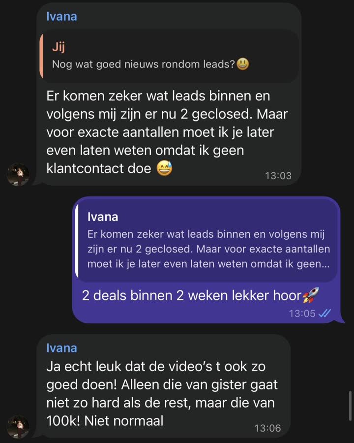 Klant meldt: 2 deals binnen 2 weken, en een video met 100K weergaven