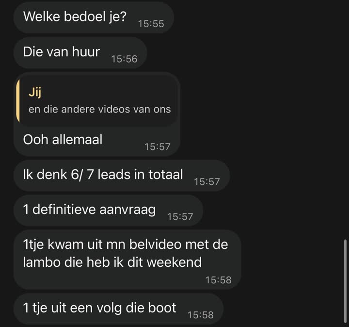 Klant telt 6 à 7 leads, waaronder een definitieve aanvraag